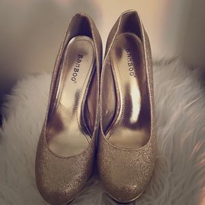 Gold glitter heels